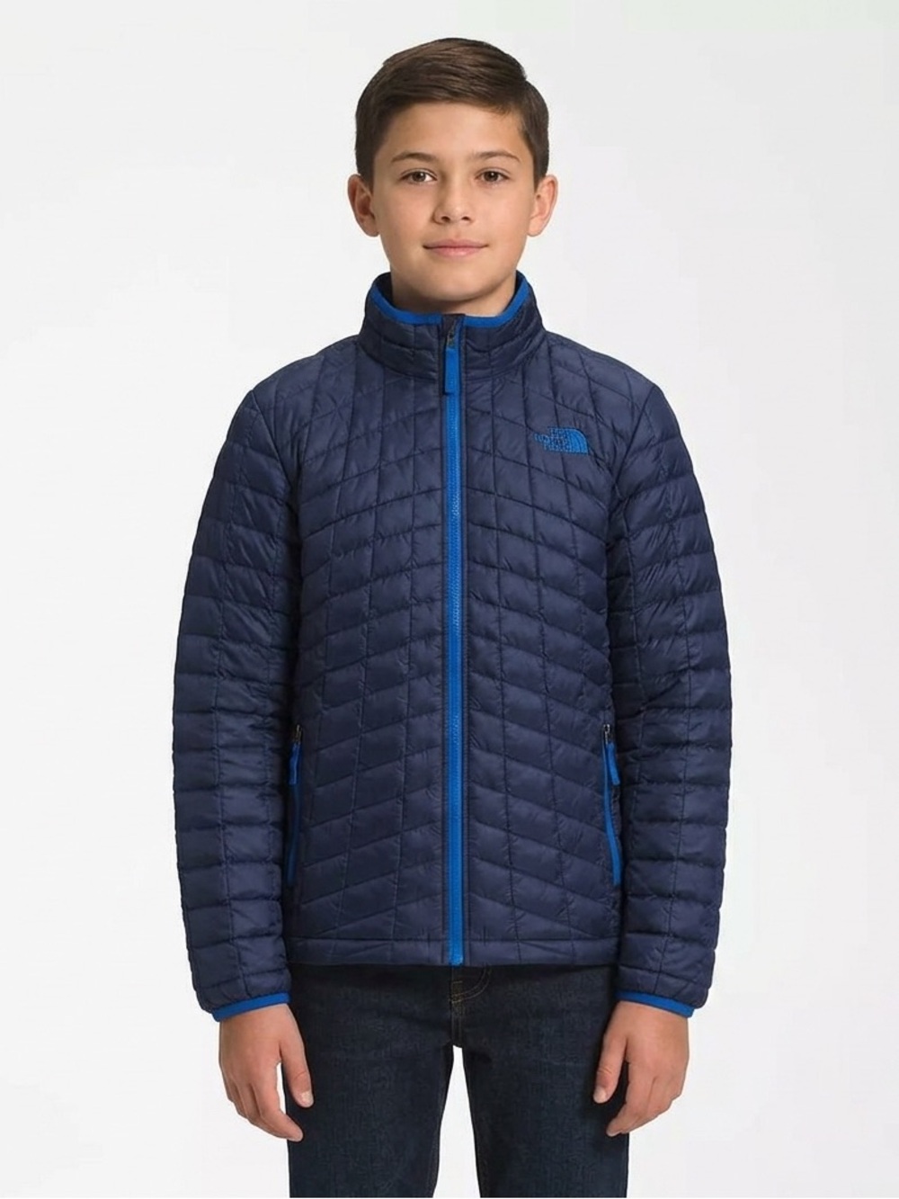 The North Face Boys Kids Thermoball Eco Puffer Jacket Navy Blue Lightweight  XL